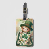 Cottage Leprechaun Patchwork Quilt Scene Bagagelabel (Voorkant (verticaal))