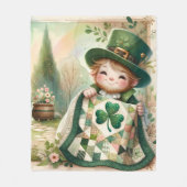 Cottage Leprechaun Patchwork Quilt Scene Fleece Deken (Voorkant)