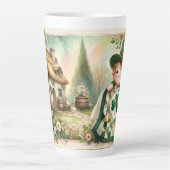 Cottage Leprechaun Patchwork Quilt Scene Latte Mok (Voorkant)