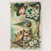 Cottage Leprechaun Patchwork Quilt Scene Legpuzzel (Verticaal)
