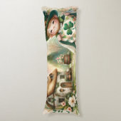 Cottage Leprechaun Patchwork Quilt Scene Lichaamskussen (Voorkant Verticaal)