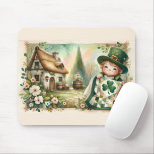 Cottage Leprechaun Patchwork Quilt Scene Muismat