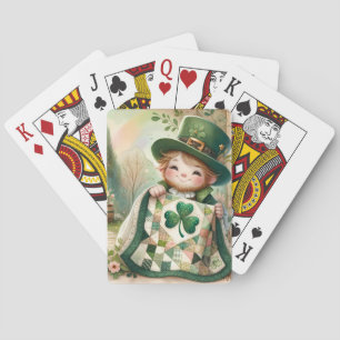 Cottage Leprechaun Patchwork Quilt Scene Pokerkaarten