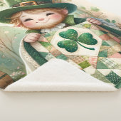 Cottage Leprechaun Patchwork Quilt Scene Sherpa Deken (3/4)