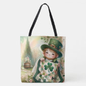 Cottage Leprechaun Patchwork Quilt Scene Tote Bag (Voorkant)