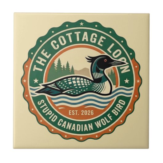 Cottage Loon Stupid Canadian Wolf Bird  Tegeltje (Voorkant)