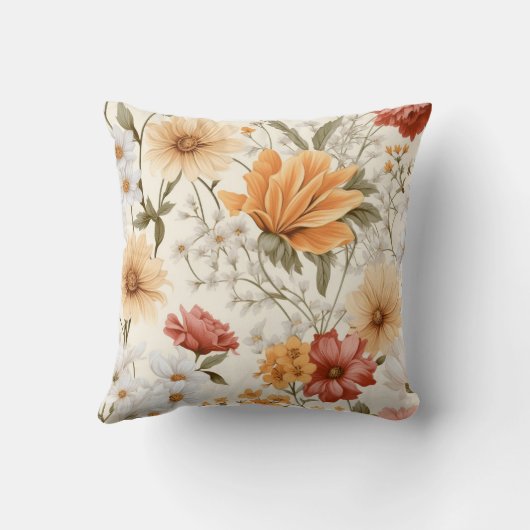 Cottage Meadow Kleurrijke Wildbloemen Kussen (Achterkant)