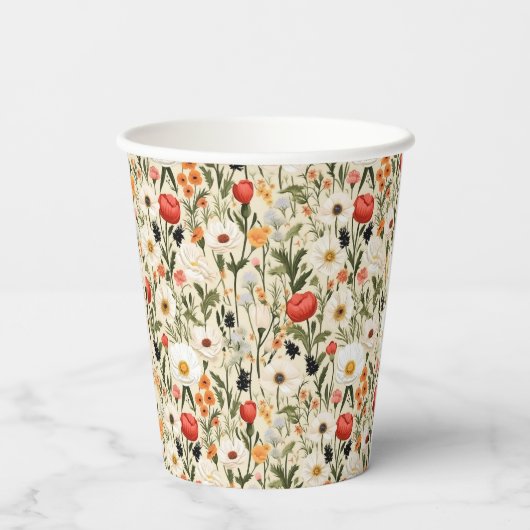 Cottage Meadow Kleurrijke Wildbloemen # Papieren Bekers (Achterkant)