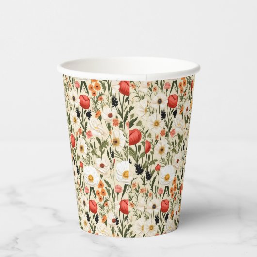 Cottage Meadow Kleurrijke Wildbloemen # Papieren Bekers (Rechts)