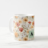 Cottage Meadow Kleurrijke Wildflower Monogram Koffiemok (Voorkant links)
