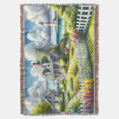Cottage Met Uitzicht Op De Vuurtoren Deken (Voorkant Verticaal)