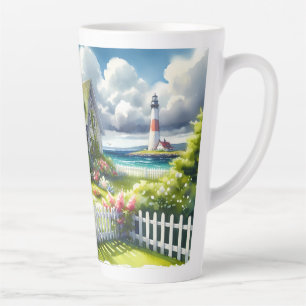 Cottage Met Uitzicht Op De Vuurtoren Latte Mok