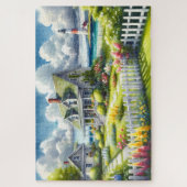 Cottage met uitzicht op de vuurtoren legpuzzel (Verticaal)