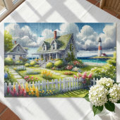 Cottage met uitzicht op de vuurtoren legpuzzel
