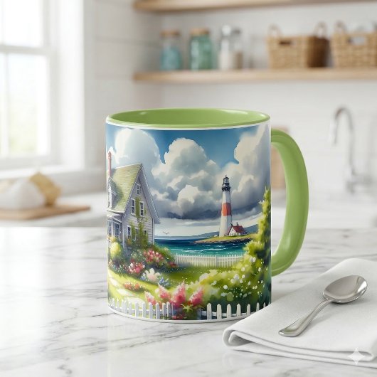 Cottage met uitzicht op de vuurtoren mok