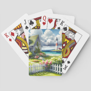 Cottage met uitzicht op de vuurtoren pokerkaarten
