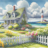 Cottage Met Uitzicht Op De Vuurtoren Sticker (Voorkant)