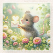 Cottage Mouse Love Letter Meadow Glazen Onderzetter (Voorkant)