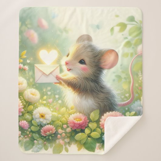 Cottage Muis Liefdesbrief Weide Sherpa Deken (Voorkant)