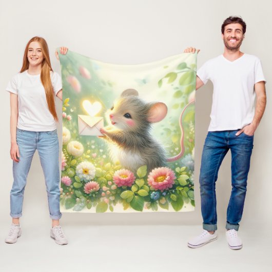 Cottage Muis Liefdesbrief Weiland Fleece Deken (In situ)
