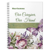 Cottage Paarse Bloemenverzorger Notitieboek (Voorkant)