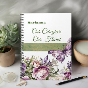 Cottage Paarse Bloemenverzorger Notitieboek