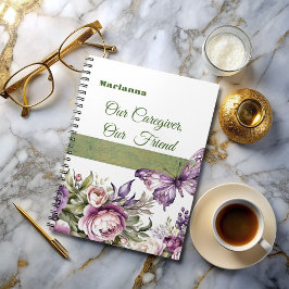 Cottage Paarse Bloemenverzorger Notitieboek