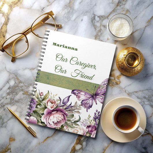 Cottage Paarse Bloemenverzorger Notitieboek