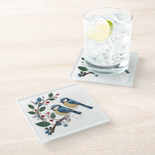 Cottage Quilling Effect Vogels op een rank Glazen Onderzetter