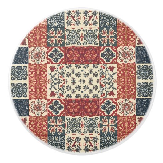 Cottage Quilt Keramische Knop (Voorkant)