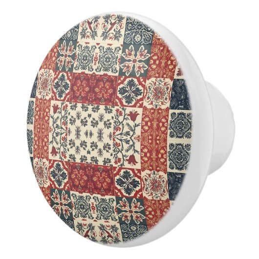 Cottage Quilt Keramische Knop (Rechts)