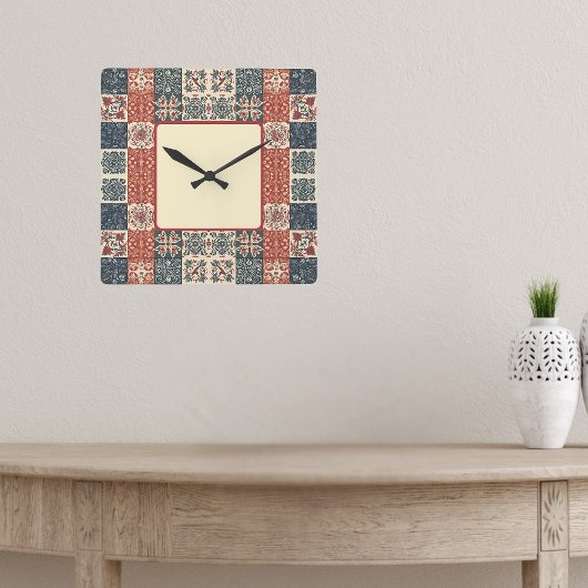 Cottage Quilt Vierkante Klok