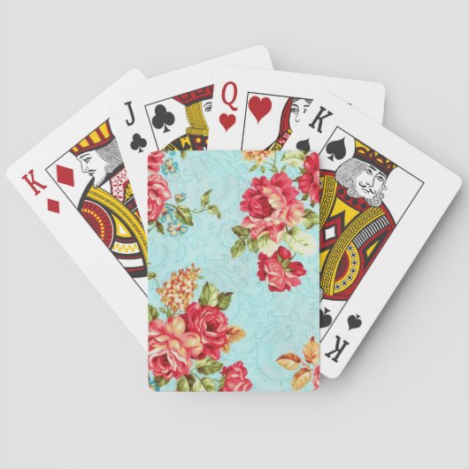  Cottage Red Rose Floral Pokerkaarten (Achterkant)