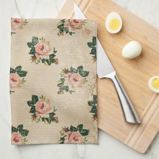 Cottage Roos keukenhanddoek (Quarter Fold)