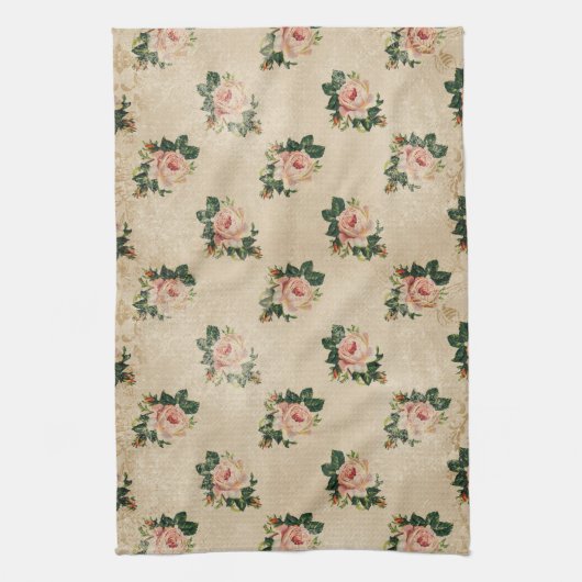 Cottage Roos keukenhanddoek (Verticaal)