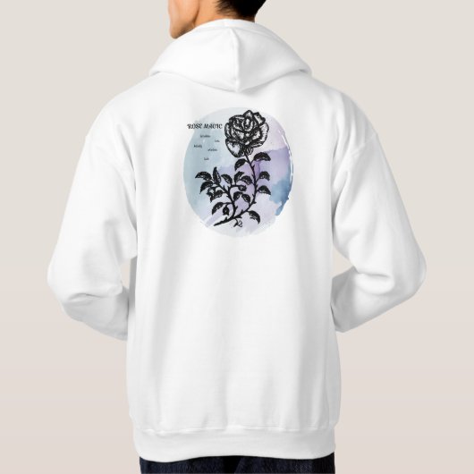 Cottage Roos Magic op Blauw Hoodie (Achterkant)