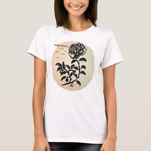 Cottage Roos Magic op Peach T-shirt (Voorkant)