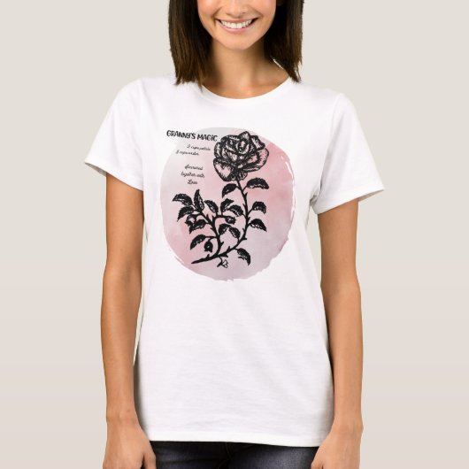 Cottage Roos op Roze - Granny's Magic T-shirt (Voorkant)