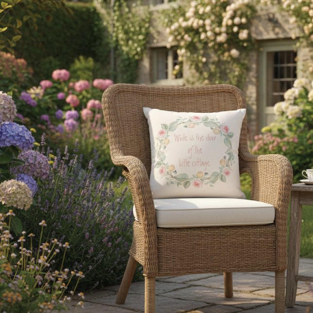 Cottage Roos Wreath Irish Verse Buitenkussen (Creator heeft geüpload)