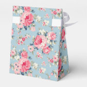 Cottage roze rozen op blauwe achtergrond bedankdoosjes (Achterkant)