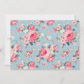 Cottage roze rozen op blauwe achtergrond notitiekaartje (Achterkant)