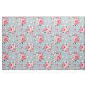 Cottage roze rozen op blauwe achtergrond stof (Fat Quarter)