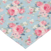 Cottage roze rozen op blauwe achtergrond tafelkleed (Gekanteld)