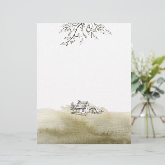 Cottage Schets en Waterverf Papier Blad (Staand voorkant)
