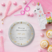 Cottage Silver Grey Gold Kerstmis Papieren Bordje (Feest)