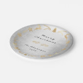 Cottage Silver Grey Gold Kerstmis Papieren Bordje (Gekanteld)