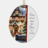 Cottage Snowy Kerstversiering Keramisch Ornament (Rechts)