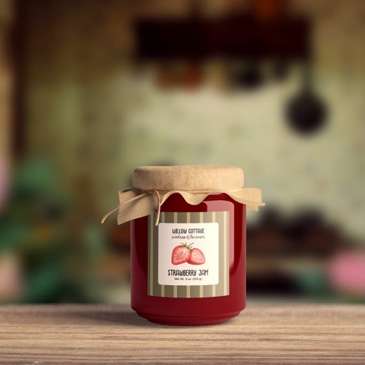 Cottage Strawberry Jam Product Label Sticker