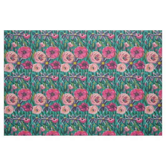 Cottage Summer in Aqua Fabric Stof (Fat Quarter)