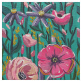 Cottage Summer in Aqua Fabric Stof (Close Up)